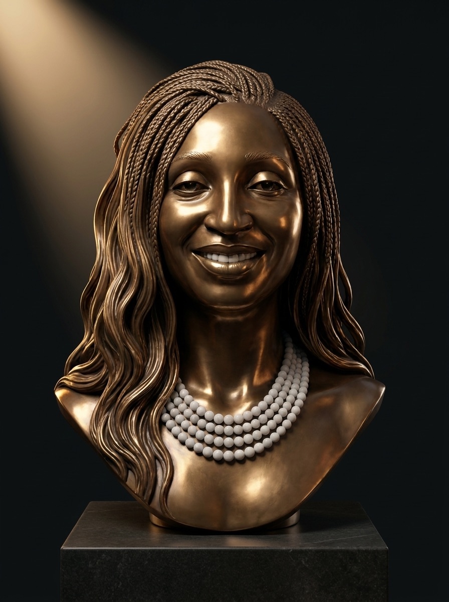 Bronze bust of Kemi Osinibi with marble pearls